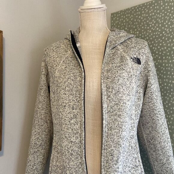 The North Face Gray & White Heathered Crescent Full Zip Hoodie Jacket Sz Medium - Picture 2 of 10